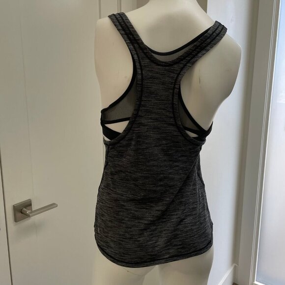 Lululemon Glide and Stride 2 in 1 Luon Tank Top Circle Mesh Heathered Black Sz 6 - Picture 4 of 10